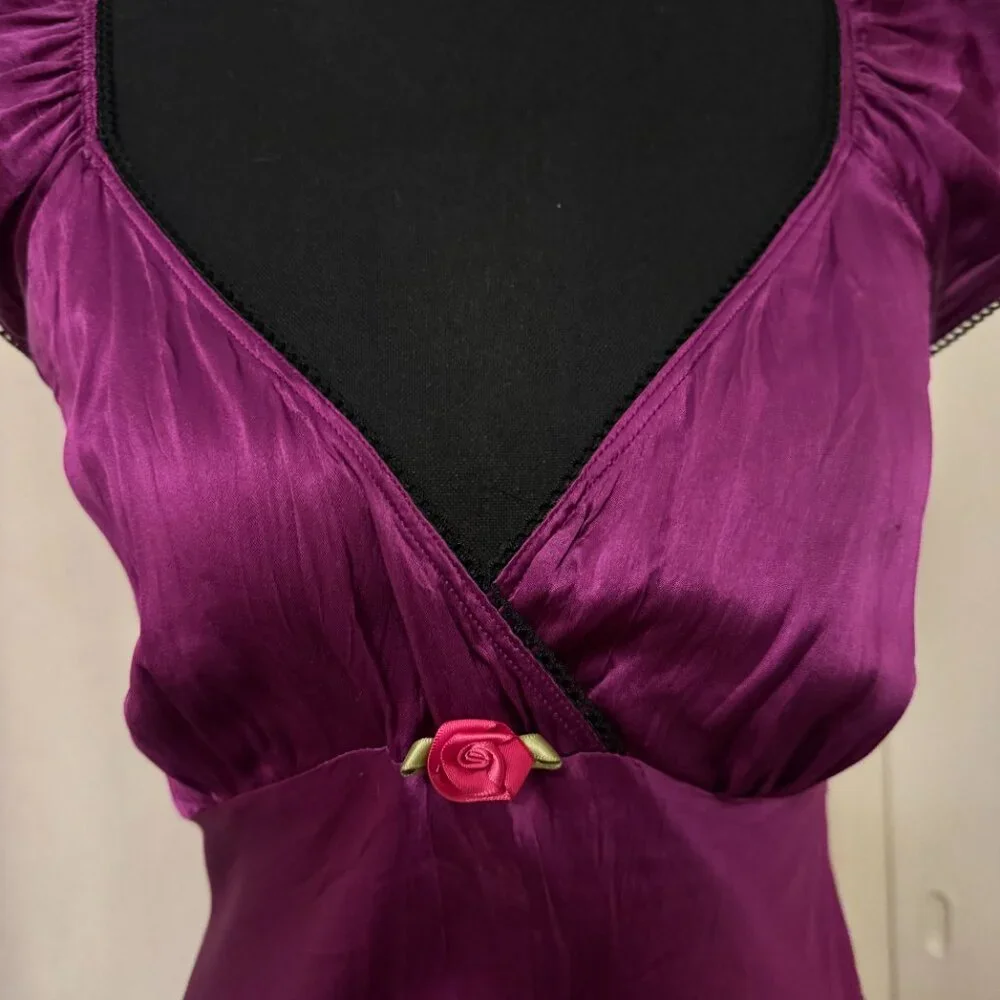 Vintage Betsey Johnson 90s/Y2K Fuschia silk bias cut milkmaid dress - Picture 3 of 4